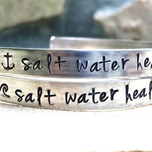 Salt Water Heals Everything Bracelet, Personalized Cuff, Beach Bracelet, Ocean Bracelet, Hand Stamped Cuffs, natashaaloha