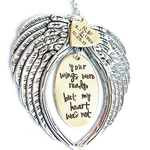 Memorial Gift, Sympathy Gift, Memorial Ornament, Memorial Wall Decor, Your Wings Were Ready But My Heart Was Not, Natashaaloha