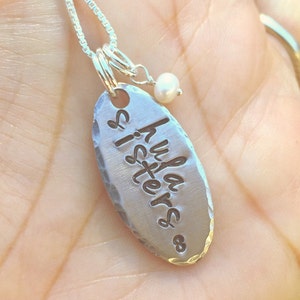 Hula Sisters Necklace, Ohana, Hawaiian Jewelry, Hawaiian Necklace, Hand Stamped Necklace, Personalized Necklace, Halau Necklace, Hula Girl