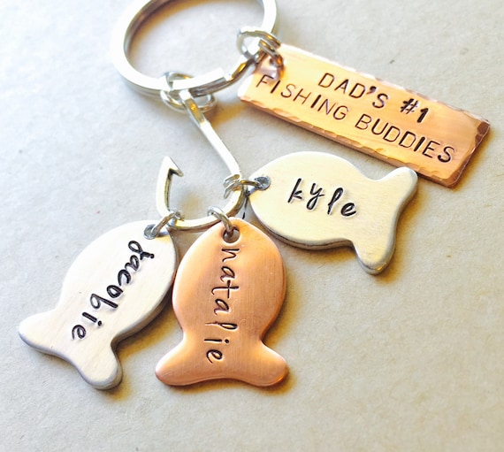 For Him, Daddys #1 Fishing Buddies, Hooked On Dad, Fishing Keychain, Our Best Catch Dad, Fish Keychain, natashaaloha