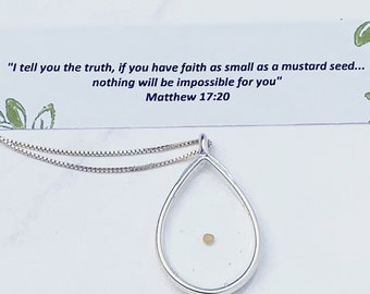 Mothers Day Necklace, Graduation Gifts, Mustard Seed Necklace, Faith As Small As a Mustard Seed, Mathew 17:20, Christmas Gifts For Her