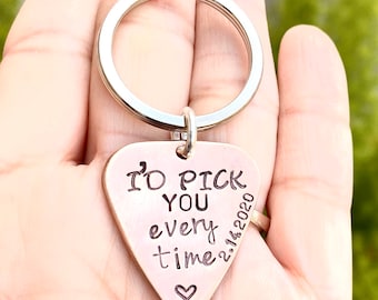 Personalized Valentine Gifts For Men,I’d Pick You Every Time Keychain,Birthday Gift,Boyfriend Gift, Pick, Custom Pick , Natashaaloha