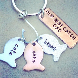 Personalized Father&#39;s Day Gifts, Fishing Keychain, Our Best Catch Dad, Fish Keychain, Personalized Fishing Keychain, natashaaloha