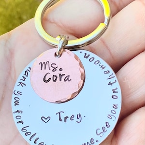 Thank You For Helping Me Grow Hand Stamped Keychain, Teacher Appreciation Gifts, Custom Made Teacher Keychains, Teacher Keychain