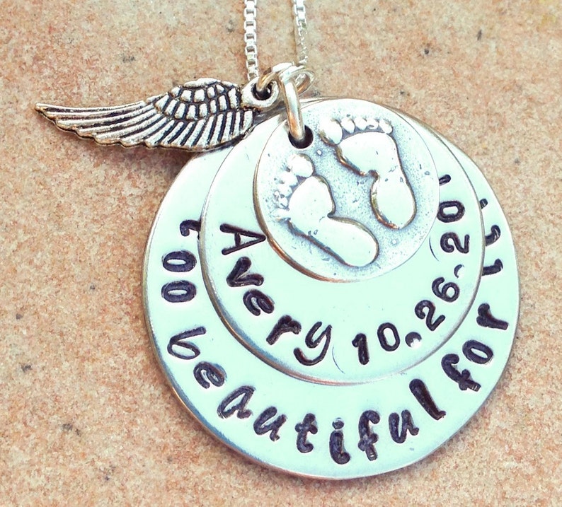 Memorial Necklace Baby Memorial Gift Sympathy Gift Hand Etsy