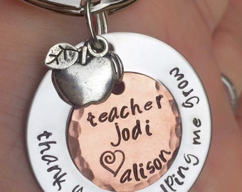 Teacher Gift, teacher gift, teacher appreciation, thank you for helping me grow, teacher key chain, teacher thank you gift