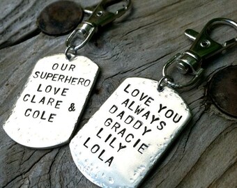 Gifts For Father, Boyfriend Gift, Personalized Keychain, Gifts For Dad, Father Keychain, Hand Stamped Keychain, Personalized Keycha