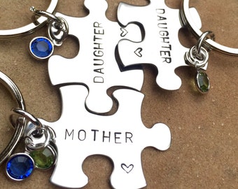 Valentine Mother Daughter Gifts, Personalized Keychain, Mother's Day Gifts, Puzzle Key chain,Gifts for mom, Gifts for Daughter, natashalaoha