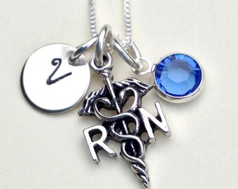 nurse necklace, gifts for nurses, nurse gift, RN necklace, initial necklace, personalized neckalce, gifts for her, mothers day, necklace