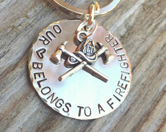 Gifts For Firefighters,Firefighter Keychain,Our Heart Belongs To A Firefighter,Personalized Firefighter Gift, Firefighter Gift, natashaaloha