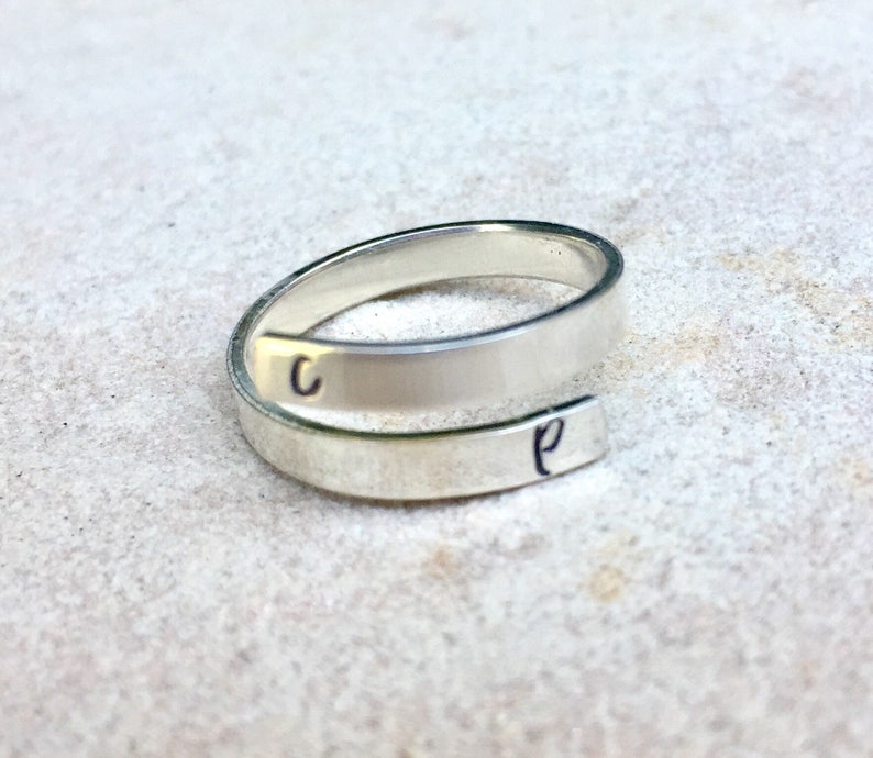 Birthday Gifts For Her, Personalized Rings,Hand Stamped Ring, Initial Ring, Name Ring,Personalized Ring, Thumb Ring, Sterling Ring image 8