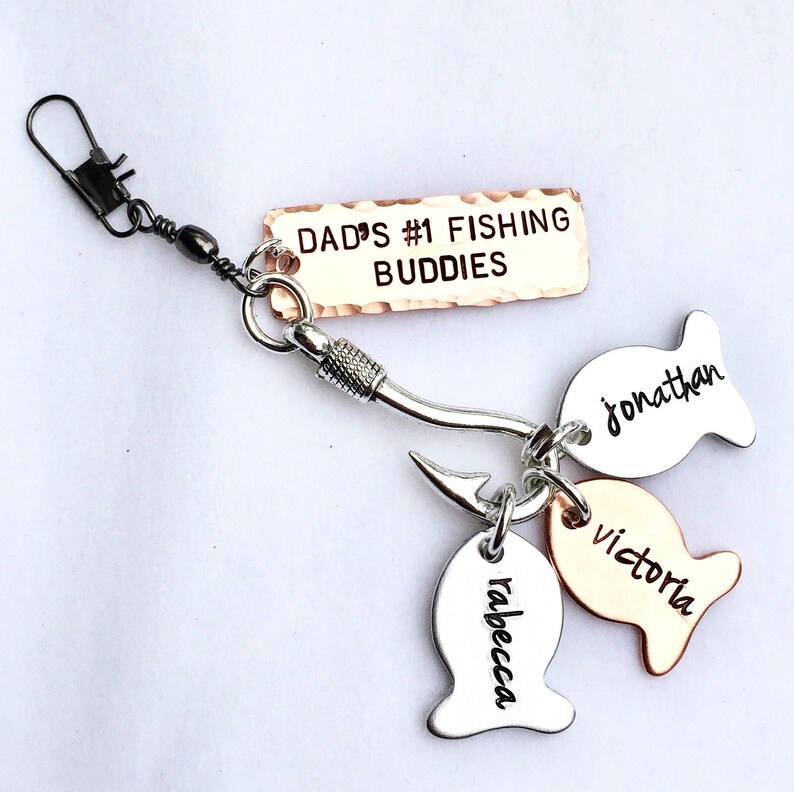 Fishing Gifts for Dad Hooked on Dad Fishing Keychain Our Etsy