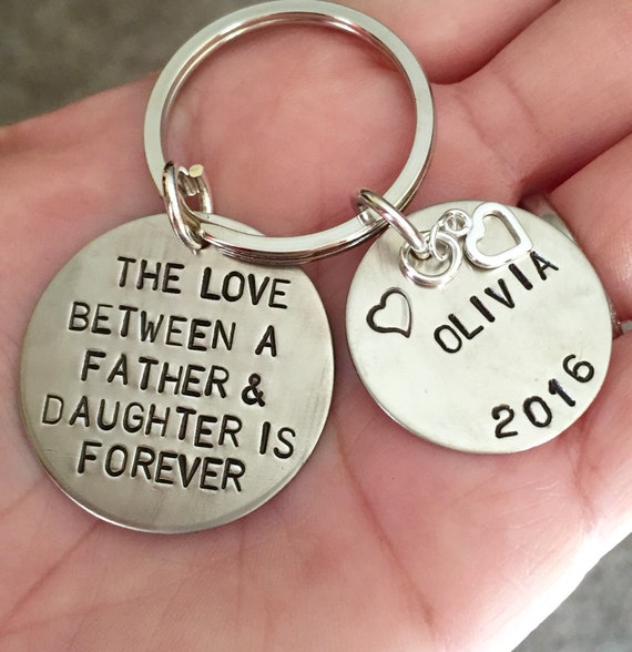 The Love Between A Father And Daughter Is Forever, Christmas Gifts  Daughter, Personalized Keychains, Hand Stamped Keychain, natashaaloha