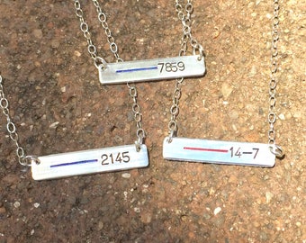 Thin Blue Line Personalized Bar Necklace, Firefighter, Police Wife Necklace, Law Enforcement Necklace, Badge Number, Blue Lives Matter