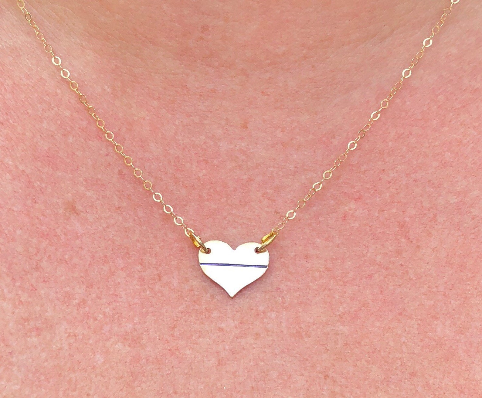 Thin Blue Line Necklace Red Line Necklace Blue Line Etsy