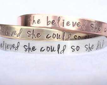 Gifts For Her, She Believed She Could So She Did Bracelet, Graduation 2022, Graduation Gifts, Personalized Cuff, natashaaloha