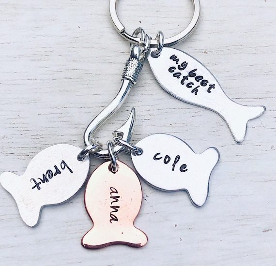 Buy My Best Catch Fishing Keychain, Hooked on Dad, Valentine Gifts