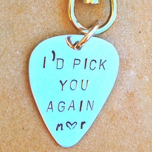 Boyfriend Gift, gifts for men, guitar pick, daddy keychain, for dad, guitar pick keychain, I&#39;d pick you again