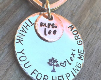 Teacher Gift, teacher gift, teacher appreciation, thank you for helping me grow, teacher key chain, teacher thank you gift