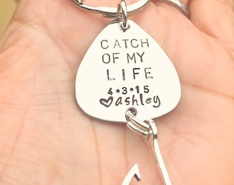 Llavero de señuelo de pesca, para él, regalo de novio, señuelo de pesca personalizado, señuelo de pesca estampado a mano, natashaaloha, día de los padres para él