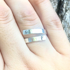 Wrap Ring, Personalized Rings, Rings, Sterling Silver Hand Stamped Ring, Initial Ring, Name Ring,Personalized Ring,