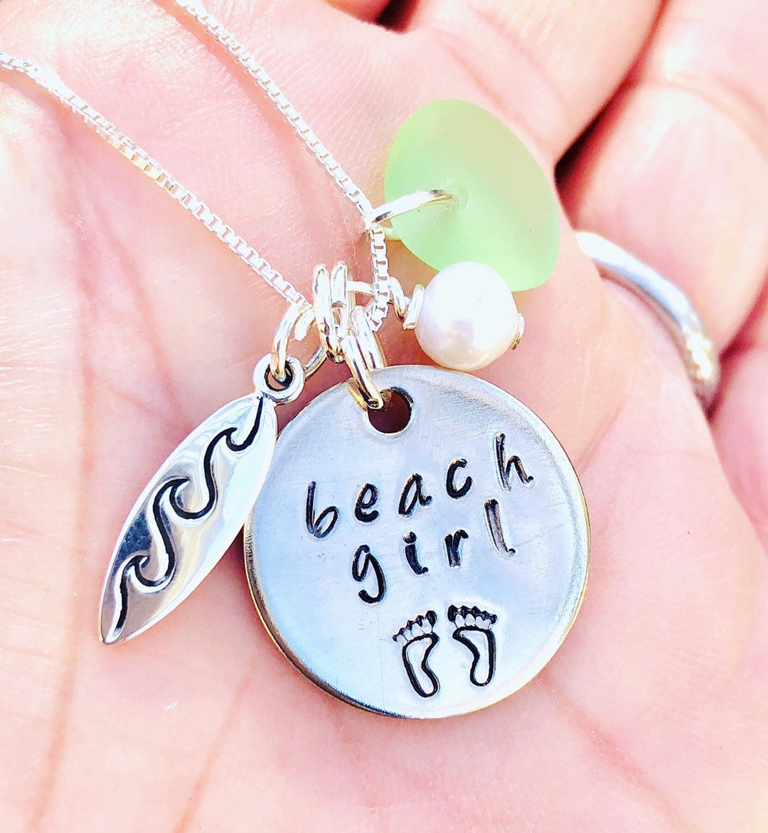 Surfer Girl Necklace Surf Board Necklace Hawaiian Jewelry Etsy