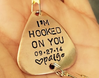 Personalized Fishing Lure Him, I'm Hooked On You, Fishing Lure, Fishing, Personalized Fishing Lure, Hand Stamped Fishing Lure,natashaaloha