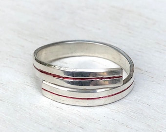 Thin Red Line, Thin Blue Line Ring, Firefighter Wife Jewelry , Police Wife Jewelry , Natashaaloha