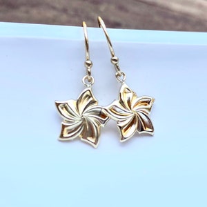 Gold Plumeria Earrings, Hawaiian Jewelry, Hawaiian Earrings, Plumeria Jewelry, Natashaaloha