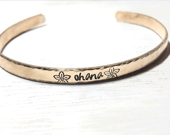 Hawaiian Jewelry, Ohana,Hawaiian Bracelets, Hand Stamped Jewelry, Hula Gifts, Hawaii Bracelet, Ku'uipo Bracelet, Ohana Bracelet, Skinny Cuff