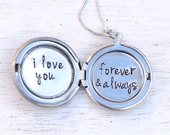 I Love You Forever And Always Locket, Locket Necklace,Graduation Gifts,  Message Locket, Mother Daughter Gifts, natashaaloha