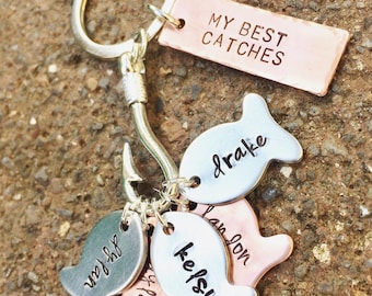 Personalized Father's  Day Gifts, My Best Catch Fishing Keychain, Hooked On Dad, Fishing Keychain, Our Best Catch Dad, natashaaloha