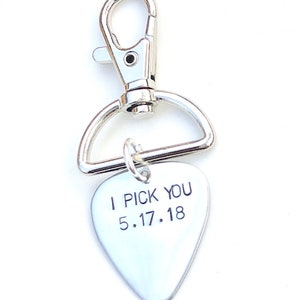 I Pick You Personalized Keychain, Guitar Picks Hand Stamped, Musician Gift, Gifts For Musicians, I Pick You, Personalized Picks