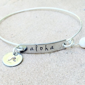 Aloha Bracelet, Hawaiian Jewelry, Hawaiian Bangle, Hawaiian Bracelet, natashaaloha