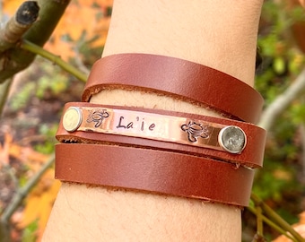 Personalized Leather Bracelet, Hawaiian Jewelry, Live Aloha Jewelry, Leather Bracelet, Bracelet, natashaaloha