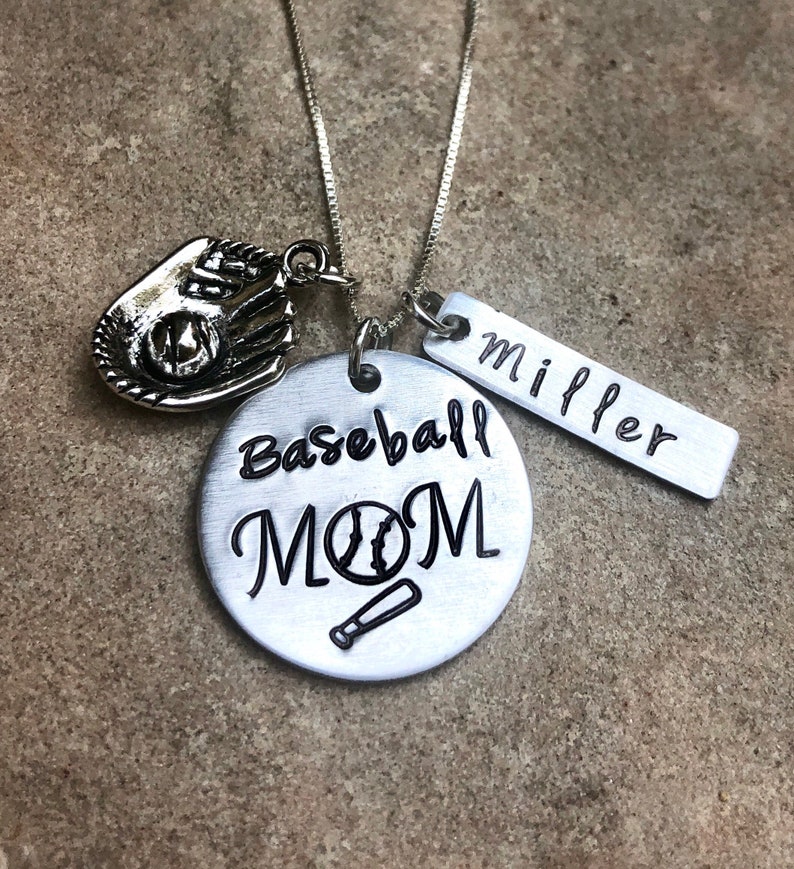 Personalized Baseball Mom Necklace Baseball Necklace Hand Etsy
