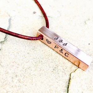 Gifts For Him,For Dad, Husband Gift, Boyfriend Gift, Dad Necklace, Hand Stamped Bar Necklace, Mens Personalized Necklace, Gifts fo