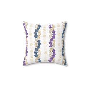 Hawaiian Lei Pillow, Tropical Floral Square Cushion, Island Decor Pillow, Beach House Accent, Pikake Lei Pillow Cover, Spun Polyester Throw