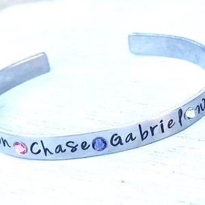 Christmas Gifts For Mom, Godmother Bracelet, Birthstone Bracelet, Birthstone Name Bracelet, Grandma Birthstone Bracelet , Personalized Cuff