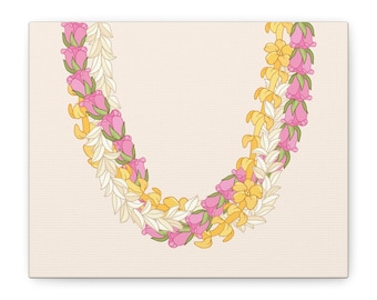 Puakenikeni Lokelani Maile Lei Hawaiian Art Matte Canvas