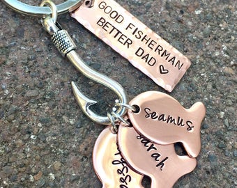 Gifts For Him,Fishing Keychain, Personalized Father&#39;s Day Gifts 2025,Good Fisherman Better Dad,Hooked On Dad, Our Best Catch