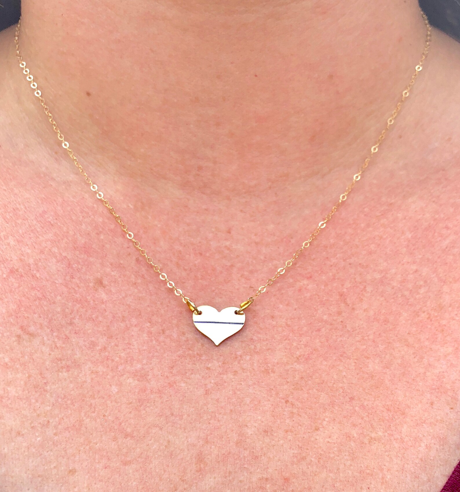 Thin Blue Line Necklace Red Line Necklace Blue Line Etsy