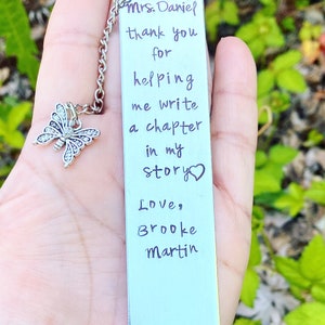 Abschlussgeschenke, personalisierte Lesezeichen, Lehrer Geschenke, Valentine, Danke, dass Sie mir geholfen haben, ein Kapitel in meiner Geschichte zu schreiben, Lehrer, Natashaaloha,