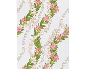 Hawaiian Maile Plumeria Pikake Blanket - Velveteen Plush, Aloha Throw, Soft Flower Blanket, Aloha Collection Blanket, Hawaiian Gifts