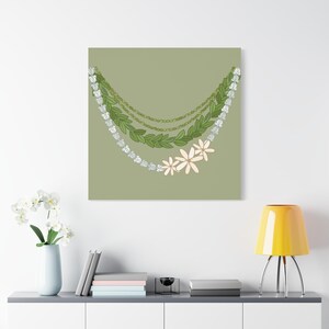 Hawaiian Lei Decor, Beach Home Artwork, Vacation Vibes Wall Art, Stretched Canvas Print, Lei Art Print, Mokihana Pikake image 13