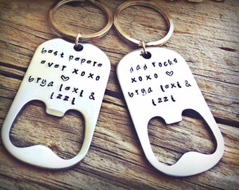 Personalized Hand Stamped Key Chains, Bottle Opener Key Chains, Groomsmen Gifts, Personalized Keychains, Gifts Men