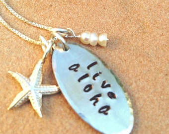 Live Aloha Necklace ,Hawaiian necklace, aloha necklace, Aloha, Hawaiian gifts, personalized gifts, natashaaloha,