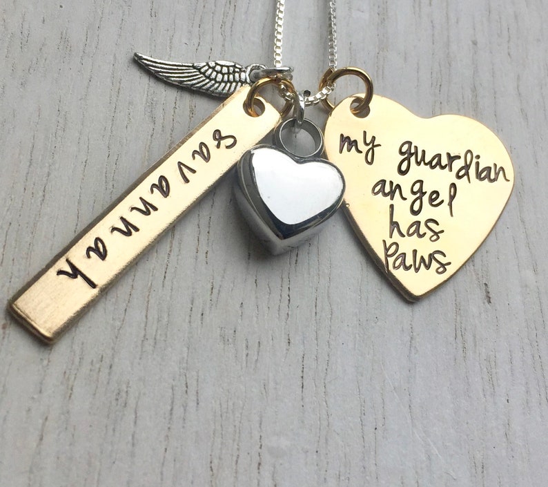 Urn Necklace, Personalized Urn Necklace , Pet Memorial , Memorial Necklace, Custom Urn Necklace , Memorial Gifts, My Angel Has Paws image 2