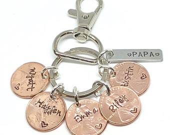 Birthday Gift For Him, Dad Key, Personalized Penny Keychain, Penny Keychain,  Mom Keychain,  Father Keychain, Graduation Gift