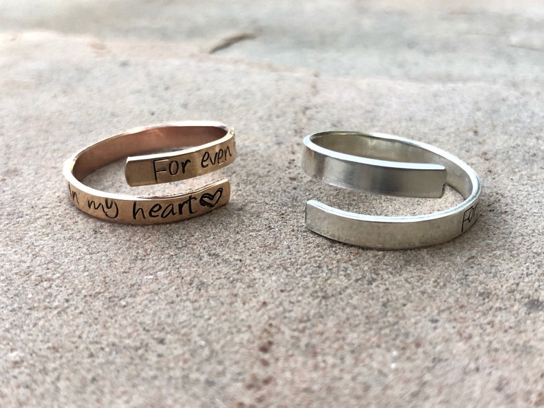 Birthday Gifts For Her, Personalized Rings,Hand Stamped Ring, Initial Ring, Name Ring,Personalized Ring, Thumb Ring, Sterling Ring image 10